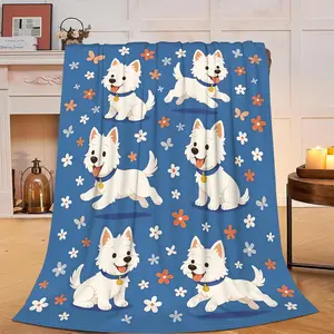 Westie Blanket Super Soft Warm Fluffy Flannel Dog Animal Throw Blanket Cozy Fuzzy Plush Stuff Bedding Blankets Gifts for Women Kids Boys Girls Adults