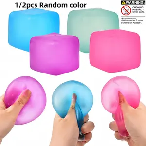 1/2pcs Square Gel Ice Cubes Squeeze Toy, Slow Bounce Stress Relief Ball, Portable Office Venting Toy, Perfect Party Holiday Gift