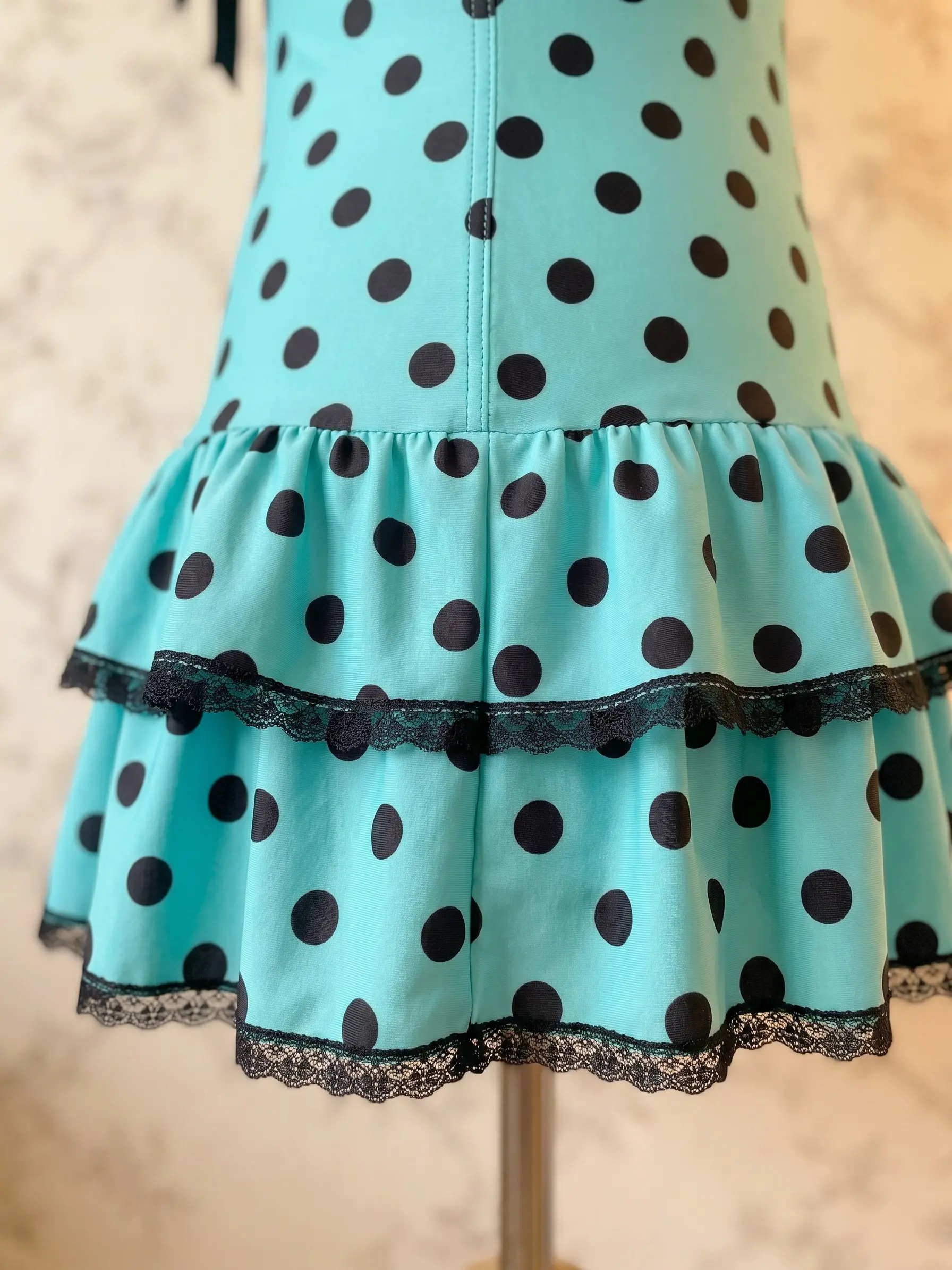 Blue 1940s Halter Polka Dots Bow One-Piece Swimsuit Chocolate Mint Stretch  Mint - TikTok Shop
