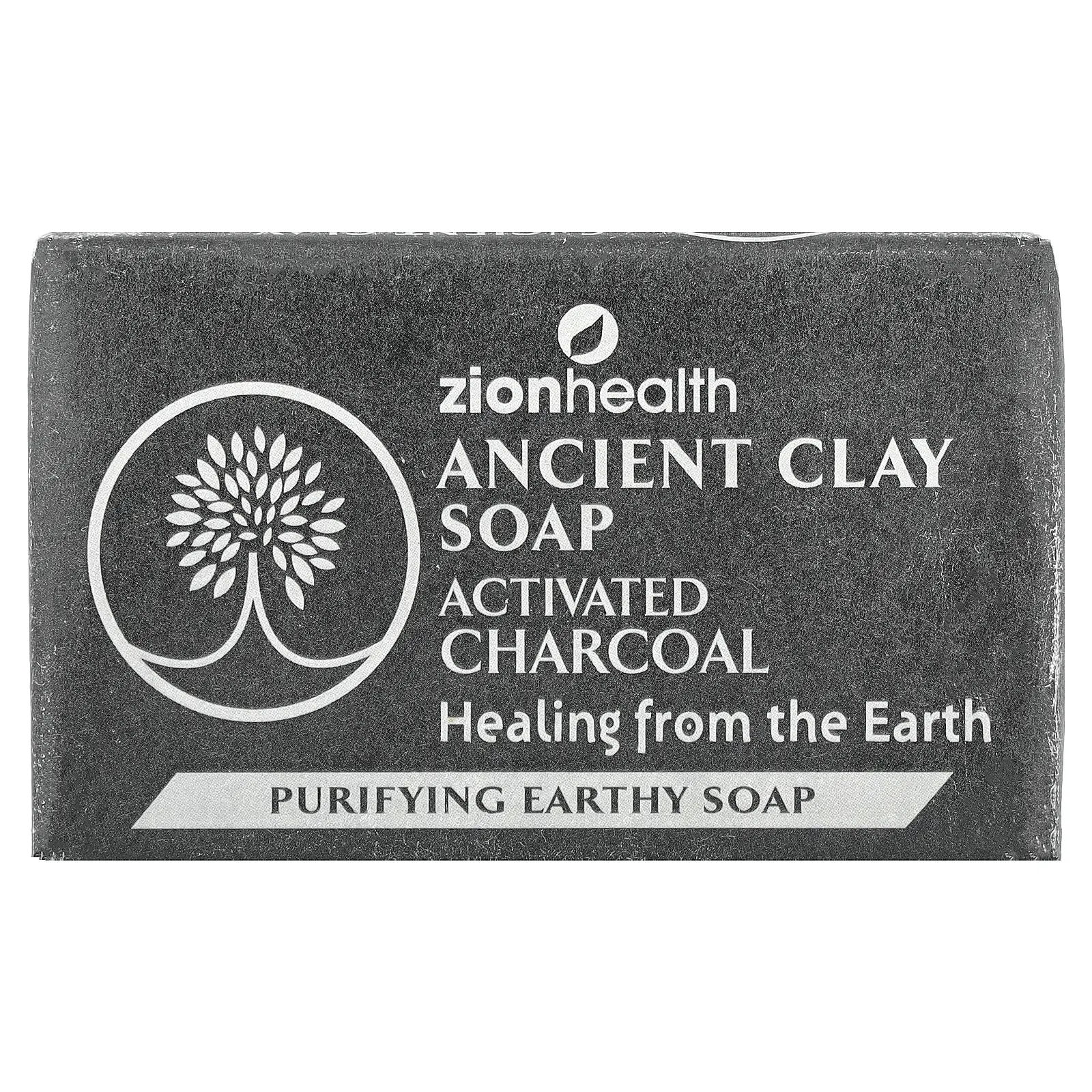 Zion Health Ancient Clay Bar Soap, Activated Charcoal, 6 oz (170 g)