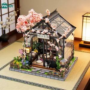 Sakura House Model DIY Kit, Japanese Handmade Assembly Building, 3D Puzzle Miniature House Decor, Adult Stress Relief Toy