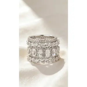 10.0ct cushion cutting 4PC wedding ring set, S925 sterling silver women's ring, 5A cubic zirconia bridal stacking ring set, suitable for travel during weddings, daily