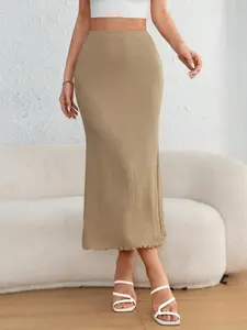 Women's Solid Color Long Skirt, Casual Fashion Skirt for Daily Wear, Ladies Bottoms for All Seasons, High End Skirt