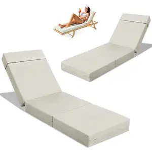 #Summervibes Naudacaa Chaise Lounge Cushions Set of 2, Extra Thick Outdoor Lounge Chair Cushion, Waterproof and Fade Resistant Sun- Patio Lounger Pads with Removable Cover for Pool, Deck, Lawn