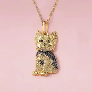 Yorkshire Dog Pendant Stainless Steel Necklace for Women Elegant Pet Puppy Jewelry Animal Accessories Dog Lovers Gift