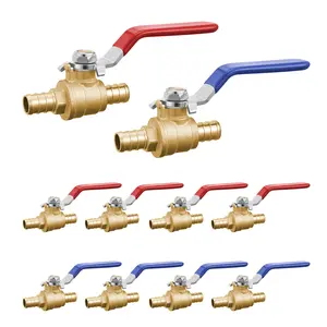 VEVOR PEX Ball Valve 10 Pieces 1/2 in PEX Brass Ball Valve Full Port Brass Ball Valve