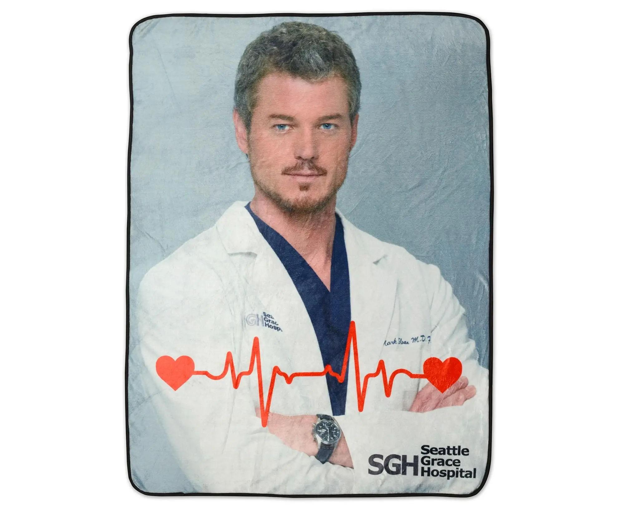 Officially Licensed Grey's Anatomy McSteamy Soft Fleece Throw Blanket, Warm, Easy to Clean Medical Drama-Inspired Blanket, 45x60 in, Cozy Wrap