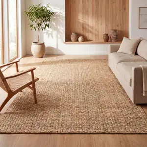 JONATHAN Y Estera Hand Woven Boucle Chunky Jute Indoor Area Rug; for Living Room, Kitchen, Bedroom, Dining Room, Office