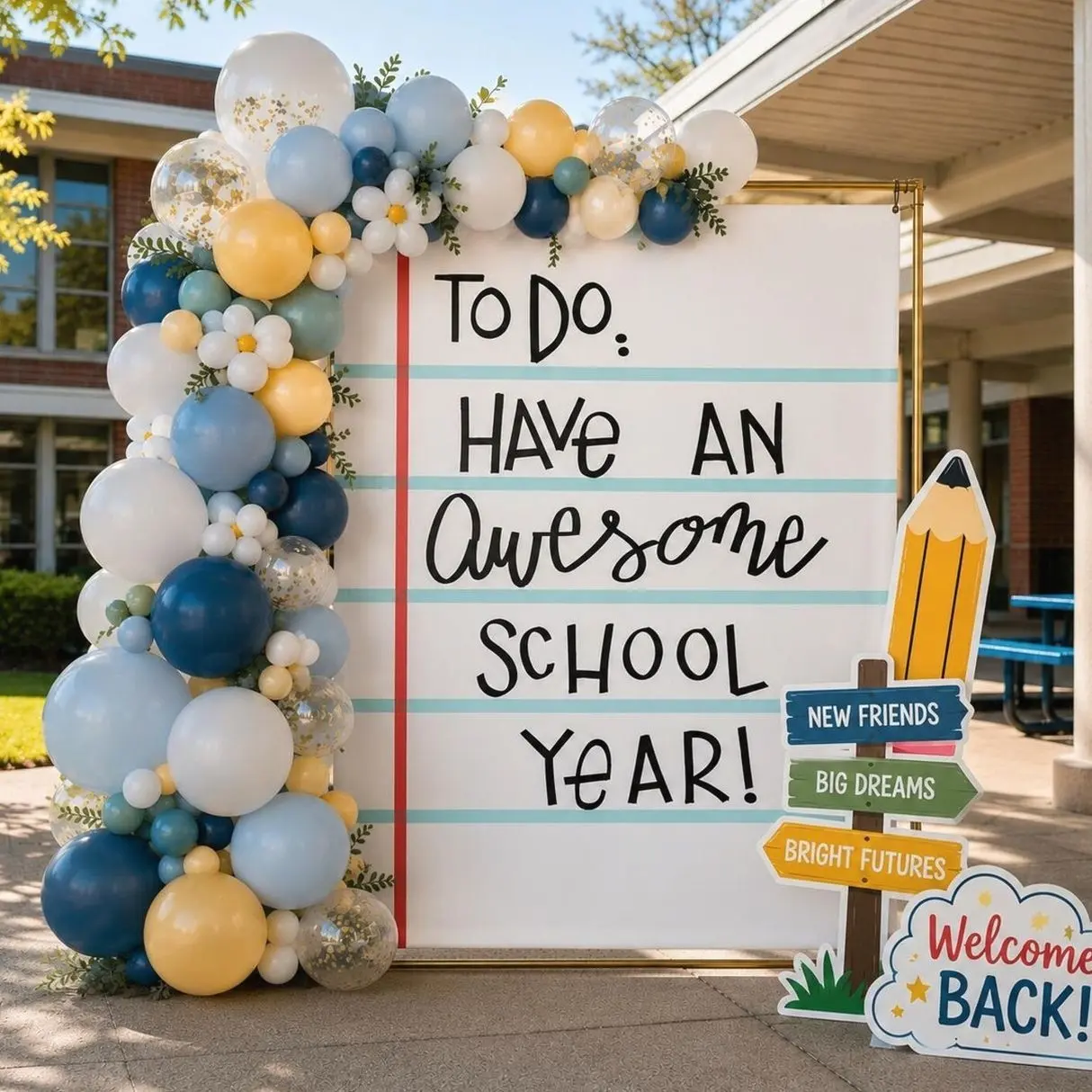 Back to School Banner Backdrop, First Day of School Photo Booth Backdrop, Welcome Back to School Banner, School Event Photography Background