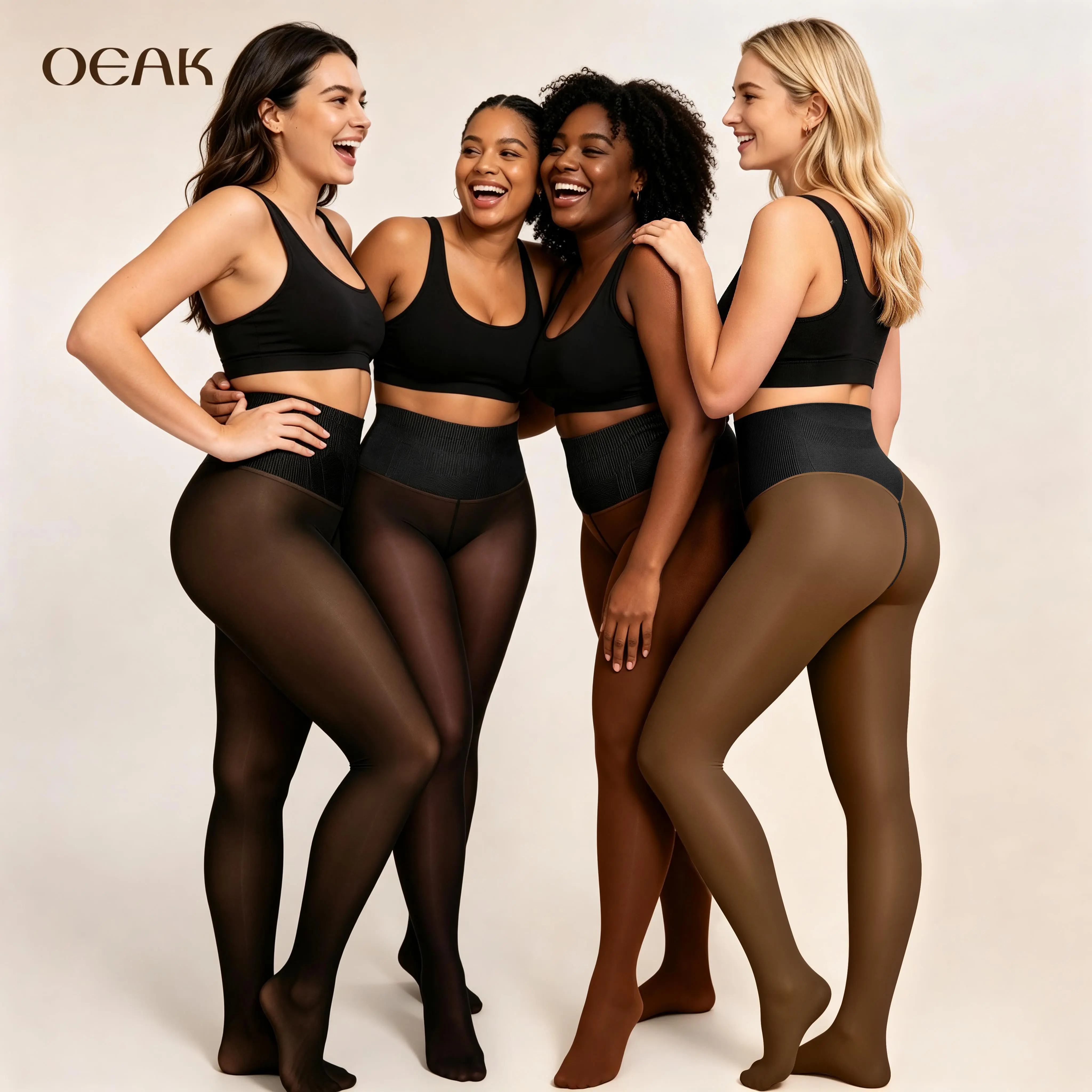 OEAK Fleece Lined Tights for Women, Thermal Warm Black Pantyhose Leggings, Fake Translucent Thick Tights for Winter