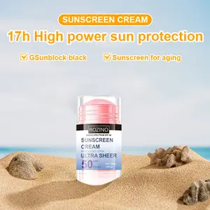 ROZINO Ultra Sheer Sunscreen Cream Stick SPF50 High Power 17h Sun Protection GSunblock Black Anti-Aging Isolation Care with Grape Seed Extract Sunflower Oil Glycerol Pearl Powder Coconut Oil