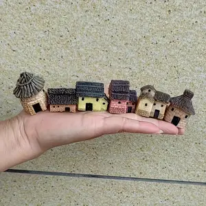 6pcs Miniature Resin House Statues - Create Enchanting DIY Fairy Gardens, Bonsai Succulent Plantings, and Glass Terrarium Pot Decorations with these Delightful Landscape Ornaments Durable Construction, Compact Mini Size