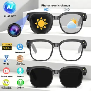AI Smart Glasses , AI ChatGPT, Real Time Translation, 8MP HD Anti-Shake, Voice Assistant, Object Recognition, Hands-Free Music Calls Blue Light Protection, Noise Reduction Dual Mics, HD Recording & Wireless Calling, for Cycling, Driving, Fishing, Office