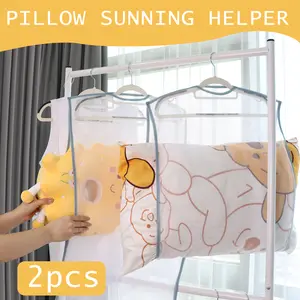 2 Counts Hanging Pillow Drying Rack Net, Random Color Breathable Mesh Dryer Bags for Delicate Fabrics