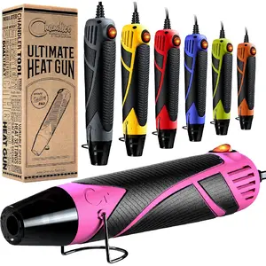Heat Gun for Crafting, Mini Dual Temp Hot Air Gun Tool for Epoxy Resin, Shrink Wrapping, Vinyl Wrap, Embossing, Electronics, Candle Making, Sublimation, Phone Repair & DIY (Pink/Black)