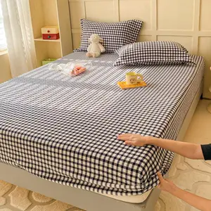 Plaid Pattern Fitted Sheet and Pillowcase Set, 2/3 Counts/set Including 1 Fitted Sheet & 1/2 Pillowcase without Filler, Soft Comfortable Bedding Set for Home Bedroom Bedsheet Sets Bed Sheets Set