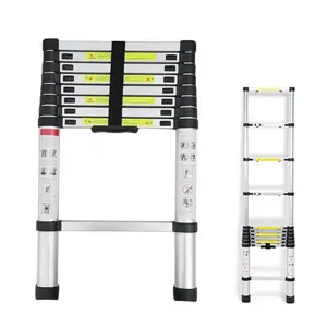 8.5ft Extension Ladder Aluminum Telescoping Step Ladder Adjustable Height, Folded 2.4ft, 330lbs Max Load Capacity, EN131, Portable Extendable Ladder for Home, Office, Outdoor