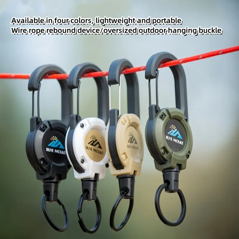 2 Pcs/Set Tactical Telescopic EDC Keychains with Wire Rope, Heavy-Duty Portable Clip Functionality Keychains, Anti-Lost Lanyard, Badge & ID Card Clip for Outdoor Camping, Hiking (Sports & Outdoor Nonlocking Carabiner Accessory)