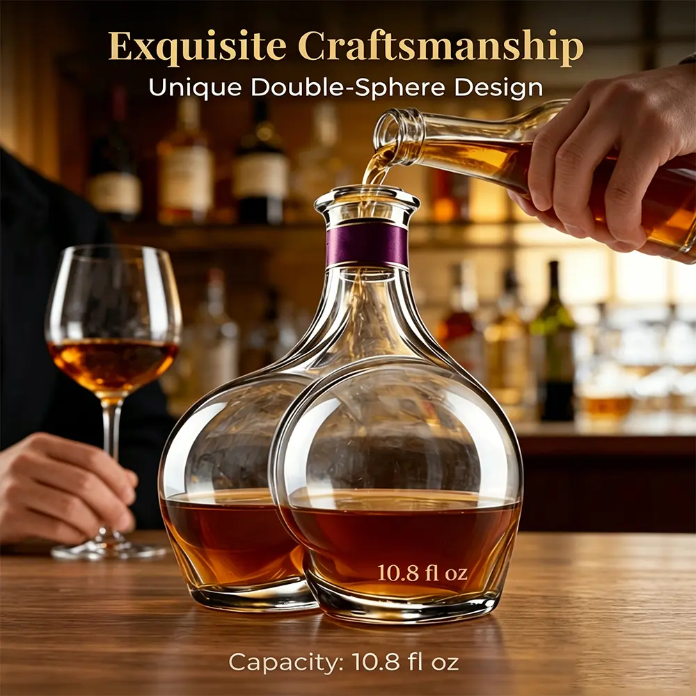 Novelty Shaped Glass Whiskey Decanter, Unique Curved Single-Piece Liquor Bottle with Cork Stopper, Premium Crystal Barware for Spiritsl Home Bar Accessories Jar