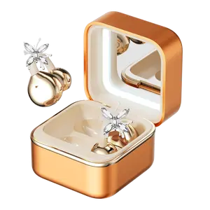 CHENRUIDA Mini Square Wireless Bluetooth Earphones  Features a built-in makeup mirror and fill light, portable makeup tool, 360° panoramic sound effect + active noise cancellation, soft silicone ear tips for comfortable wear, and extra-long battery life.