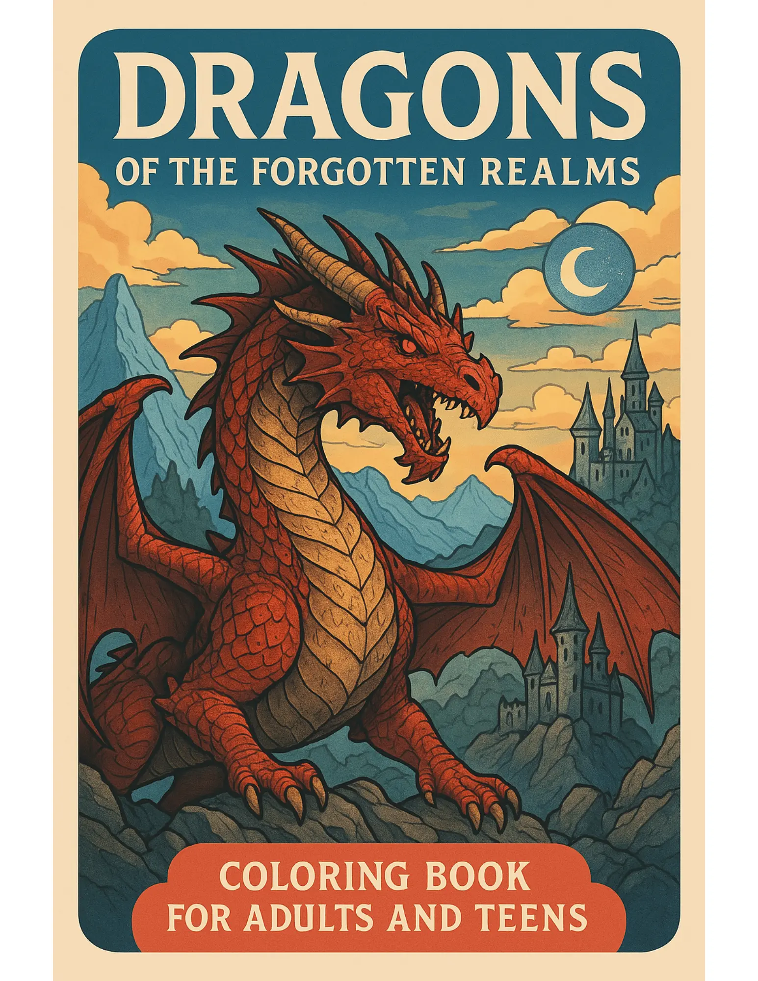 Dragons of the Forgotten Realms Coloring Book Sheets For Adults and Teens