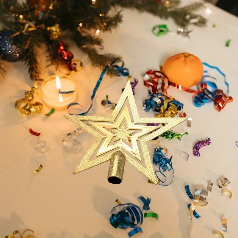 1pc Glittering Star Christmas Tree Topper Ornament - Adds Sparkling Festive Touch - for Home, Room, Theme Party, and Holiday Decorations