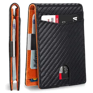 Men's wallet card holder free shiping RFID blocking carbon fiber purses minimalist style designer handbags slim multi-card slot holder short silm wallets for men
