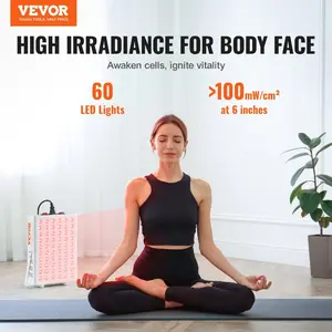Summervibes VEVOR Red Light Therapy for Body Face, 60 Dual - Chip LEDs, Red 660nm Near Infrared 850nm Combo, High Power Red Light Therapy Panel for Recovery, Pain Relief, Wound Healing, Skin Health, 80WVEVOR Super Brand Day