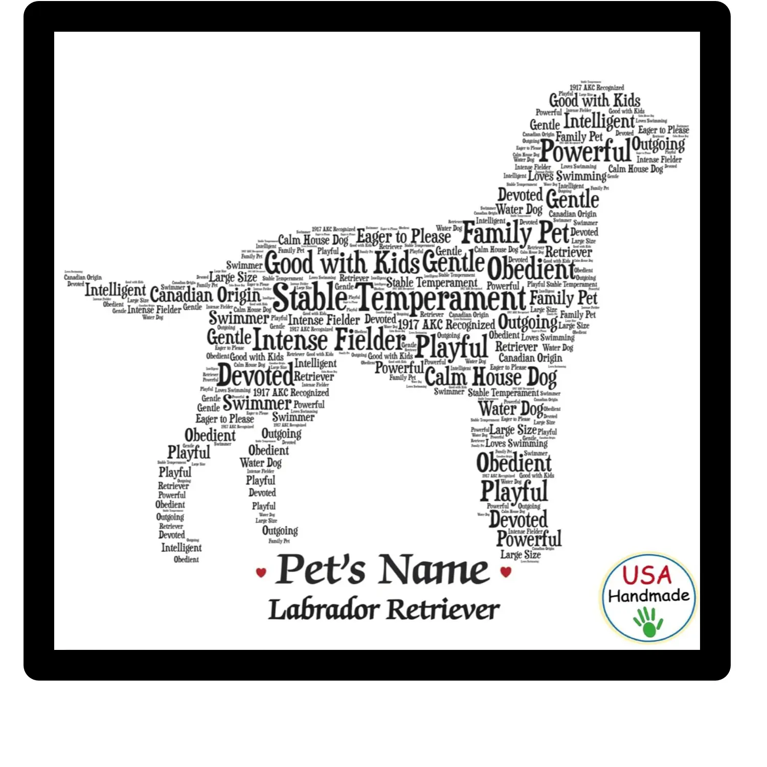 Personalized Retriever Dog Name Frame – Custom Framed Pet Art Gift Wrapped for Dog Lovers. Add your dog's name in the delivery instructions box or order notes at checkout.