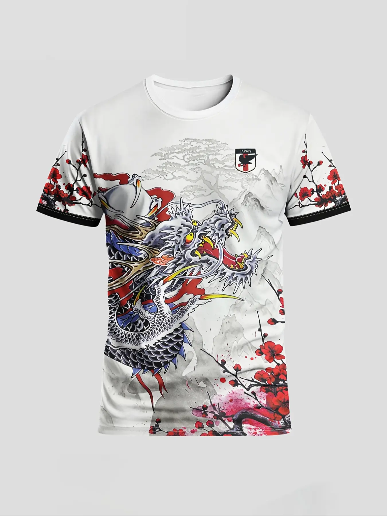 Men's youth football shirt & comfortable breathable pinhole polyester fabric sports T-shirt with dragon domineering print, outdoor training casual all-match top & suitable for competition football training and daily leisure, Football Jersey, Soccer Shirt
