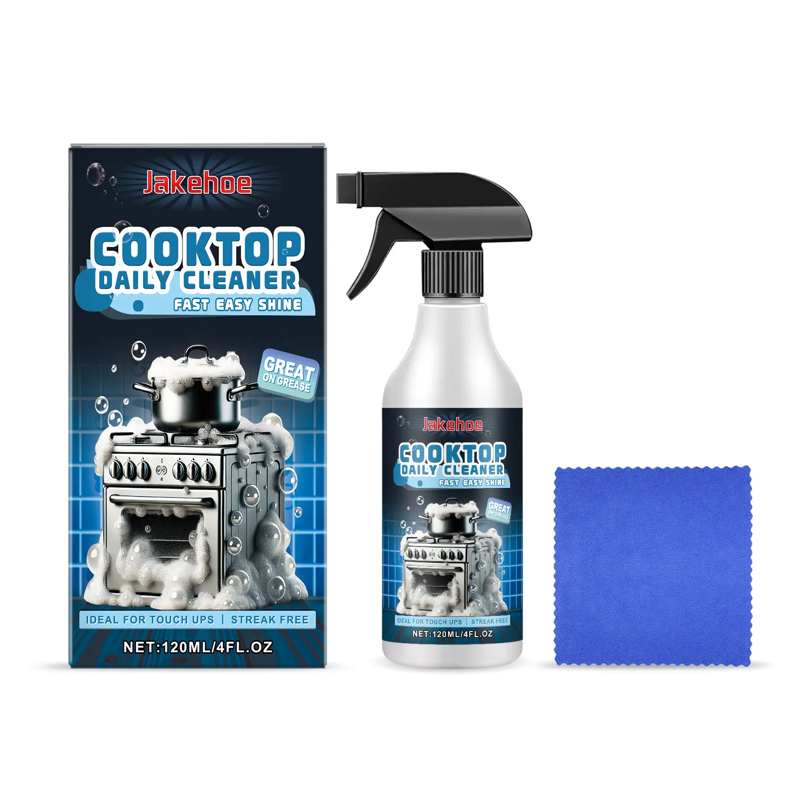 Jakehoe Stove Foam Cleaner Set - 3 Years Shelf Life, Nontoxic Household Grease Remover Kitchen Cleaners, Stain Cleaning Kitchen Cleaners with EDTA Disodium, Sodium Bicarbonate for Heavy Oil, Polishing, Nontoxic Kitchen Cleaners