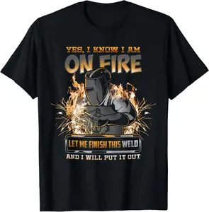 100% Cotton Welding Funny Saying Welder For Men Boilermaker T-Shirt Fabric Menswear gift all streetwear