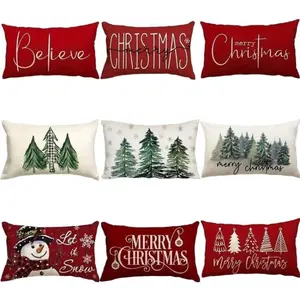 1pcs/2pcs Christmas Waist Pillow Pad with Tree and Snowman Pattern 12 x 20inch, Festive Home Decor, Perfect Gift for Christmas Season