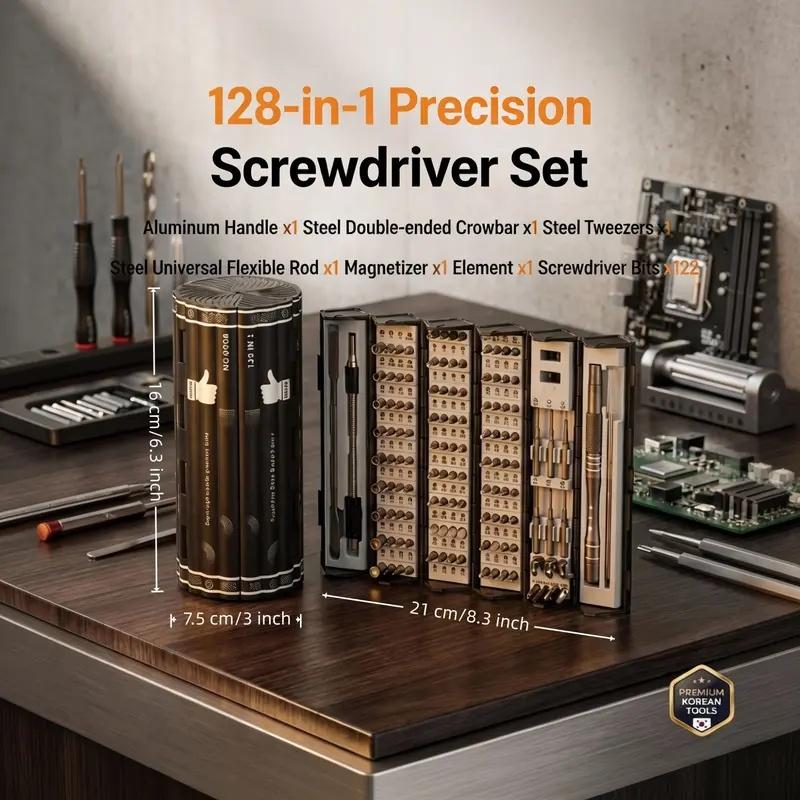 128-In-1 Magnetic Precision Screwdriver Set, Bamboo Stick Design Multi-Functional Home & Office Repair Tool, Perfect Valentine's Day Gift for Boyfriend Husband #GLOBAL PICKS Kit car Removal Portable Rotary box gift