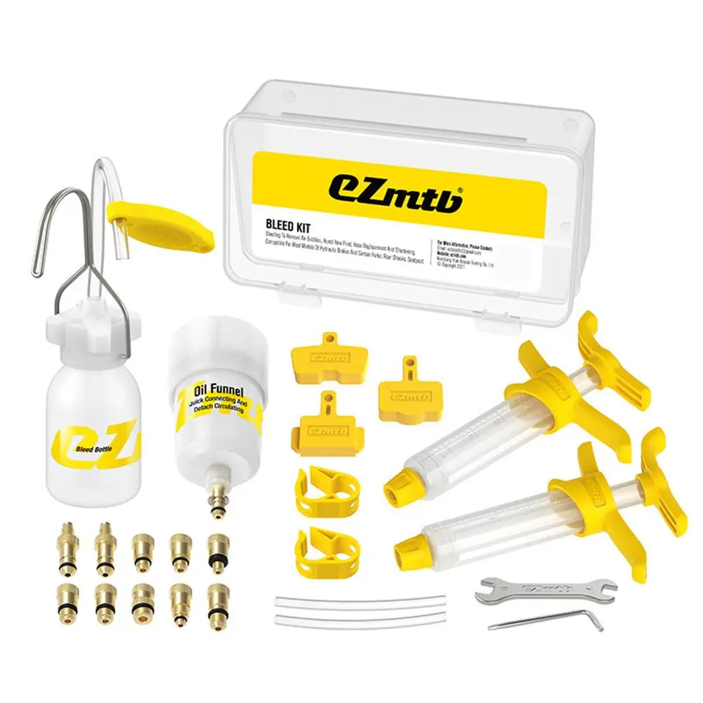 Universal Hydraulic Disc Brake Bleed Kit for Mountain & Road Bikes, Repair Tools with Transparent Funnel, Quick Connect & Metal Adapters for Avid, Mountain Bikes, Brake Repair, Functional Tools, Universal Size