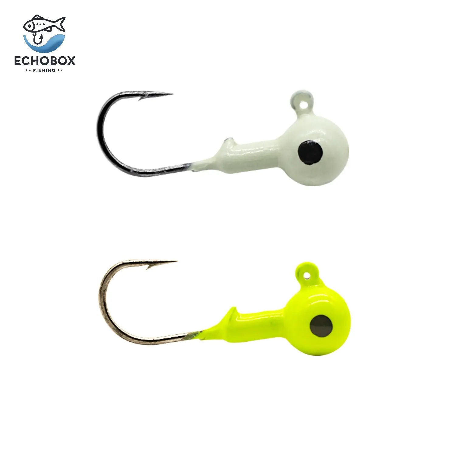 EchoBox Precision 10 pack Jig Head fishing Hook Set | 3.5g & 5g Ultra-Sharp Hooks - Yellow/White/Mixed Options for Soft Plastics & Live Bait! Catch Crappie, Bass, Pike and more!