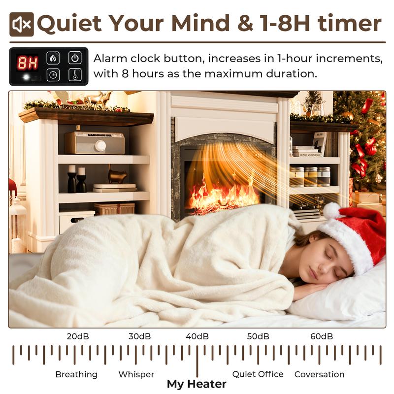 72‘’ Electric Fireplace with Mantel, Fireplace TV Stand for TVs Up to 80 Inch, Modern White Entertainment Center with Storage, with 23'' Fireplace Insert Heater for Living Room, Bedroom