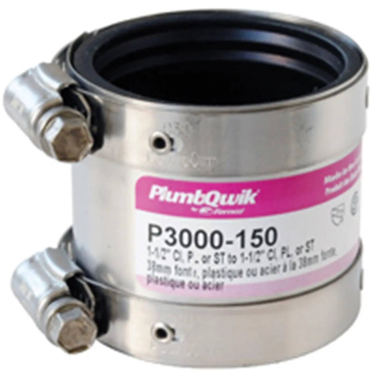 212 MAIN Fernco P3000-150 Shielded Proflex Coupling - 1.5 in. Copper/Cast Iron/Steel Pipe Joint, 0.3 lbs, Rigid Fit, Shear Resistant Boat Plumbing Accessory for Water Sports Connections