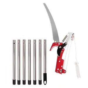 7-section assembly, extendable tree pruner, allowing you to trim high branches and harvest high fruits without climbing trees. The sharp steel blades are lightweight and practical, making it a must-have tool for gardening