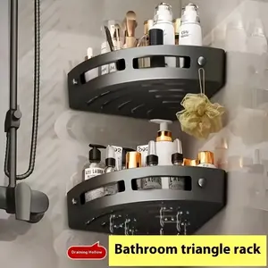 Corner Bathroom Storage Rack, Adhesive Wall Mount No Drilling, Shampoo Holder, Organization for 22 Bathroom Essentials
