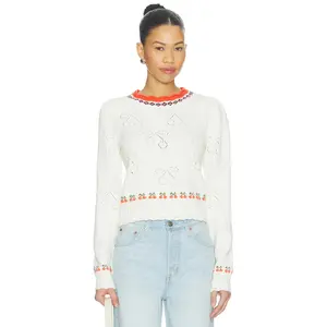 Free People Tilly Pullover Sweater in Coconut Milk Combo