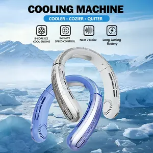 Portable Bladeless Neck Fan, Generation Lazy Rechargeable Small Fan - Features Infinite Speed with 100 Levels of Strong Cooling, Equipped with a 1200Mah Rechargeable Battery