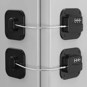 Refrigerator Lock - Heavy Duty Fridge & Cabinet Lock, Keyless Combination Lock for Drawers, Ovens, Trash Cans, and  | Easy Install | Black (2-Pack)
