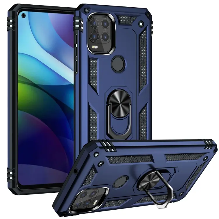 For Motorola Moto G Stylus 5G / 2021 - Shockproof TPU + PC Protective Case with 360 Degree Rotating Holder (Blue)