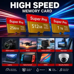 High-Speed Micro SD Card with SD Adapter, 256GB/512GB/1TB Memory Card for Smartphones, Cameras, Tablets, Dash Cams & More