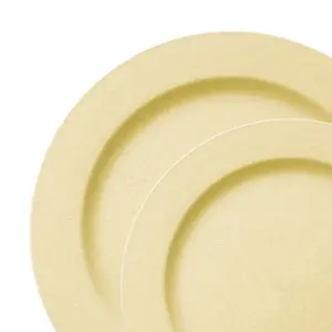 Matte Bright Yellow Round Disposable Plastic Dinnerware Value Set