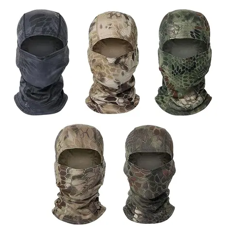 Yeomoo 5PCS Polyamide Camouflage Balaclava Mask - Men's Accessories, Hunt Gear, UV-Blocking, Breathable, Sweat-Resist Fabric, Windproof Neck Gaiter, Multifunctional Bandana, All Seasons, Ski-Day Wind Guard, Biking Fit for Adults,familyfun