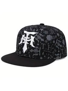2025 Personalized Trendy New Stylish Flat brimmed Hat T Embroidered Dagger Graffiti Outdoor Sports Sunshade Hat Daily Leisure Commuting Wear Baseball Hat, Premium Hat, Fitted Hat, Male Female Hip Hop Skateboarding Hat, Embroidered Caps, Stylish Hat