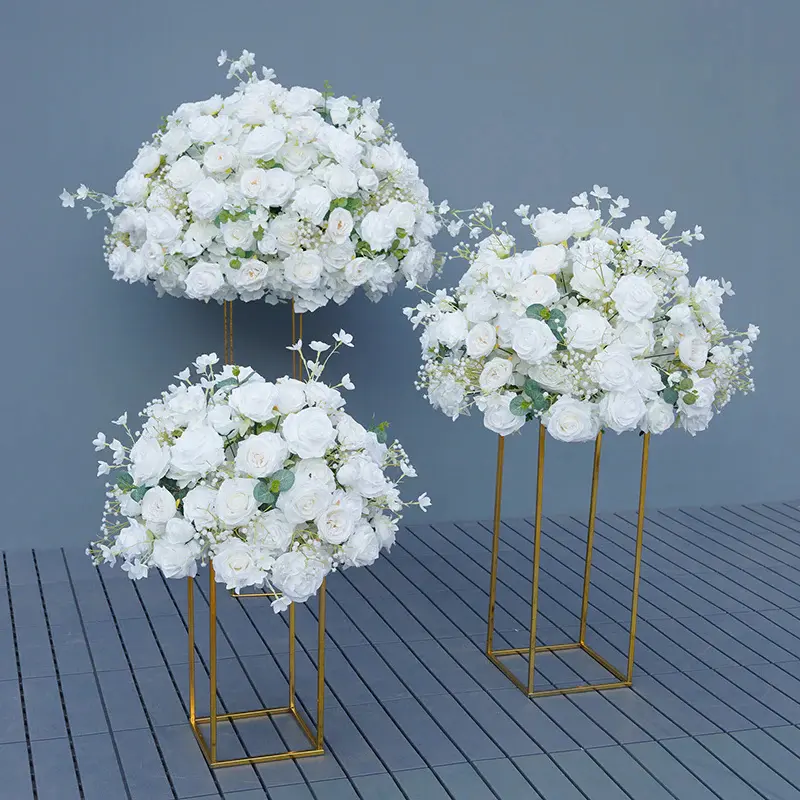 S-A2038 2pcs/set White Rose Baby's Breath Flower Ball For Table Centerpieces S-A2038 2pcs/set White Rose Baby's Breath Flower Ball For Table Centerpieces