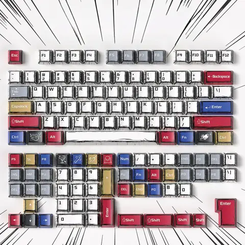 Aula PBT Plastic Manga Mechanical Keycap Set - 130 OEM Profile, Durable Keyboard Key Replacements, Anti-Sweat, Never Fade, Universal Fit for 61/68/84/87/98/100 Cherry Mechanical Keyboards (Keycaps Only)